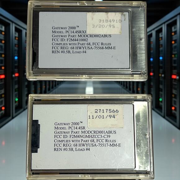 Gateway 2000 TelePath 14.4 Fax Modem PC Cards PC14.4SR PC14.4SRXJ 1990s Vtg Set - Picture 1 of 11
